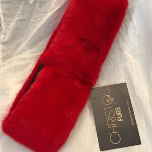 Red Mink Fur Headband